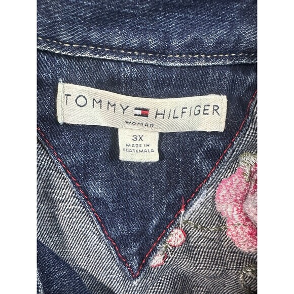 TOMMY HILFIGER Floral Embroidery DENIM Trucker Jacket Women 3X - Picture 7 of 8